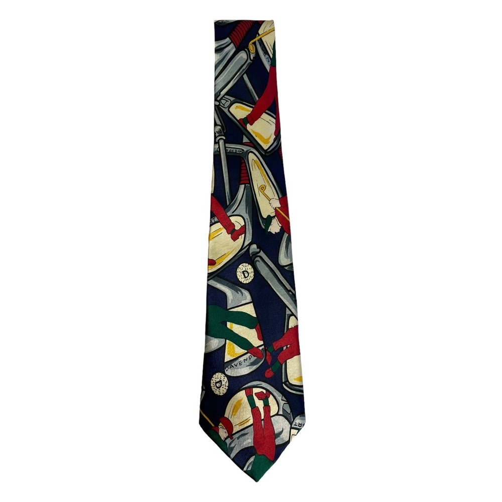 Lugano Golf Novelty Necktie Mens One Size Navy Blue Multicolor
